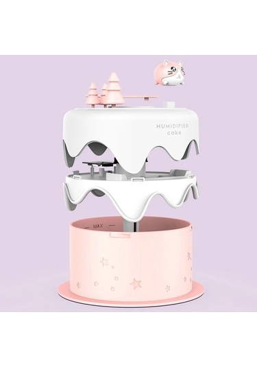 Createtech Usb Sprey Sessiz Nemlendirici Mini Masaüstü M328 Kek Karikatür Işık Gece Lambası Eklentisi Boyut:usb Beyaz