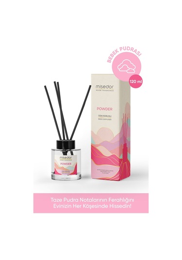 Misedor Powder Çubuklu Oda Kokusu 120 ML + Oda Spreyi 500 ML
