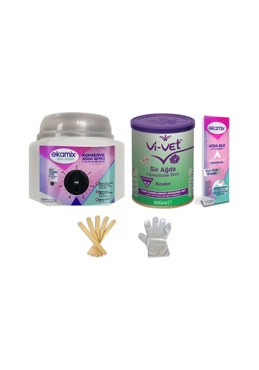 Ekamix Konserve Ağda Makinesi + Vivet Azulen Ağda 800 ML + Bez 10 M