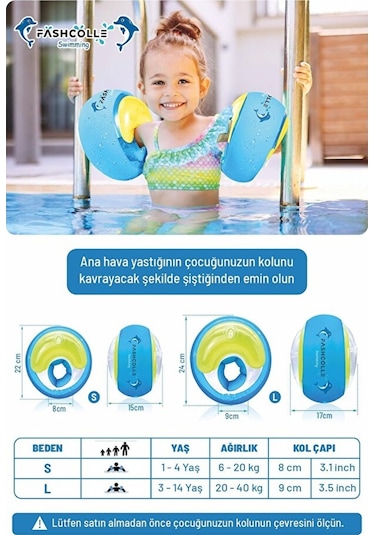 Fashcolle Small Beden Şişme Deniz Kolluğu 1-4 Yaş X 2 Adet Çok Renkli