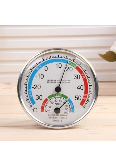 Beyaz Analog İç Mekan Kadranı Büyük Yuvarlak Termometre Higrometre Nem Sıcaklık Ölçer