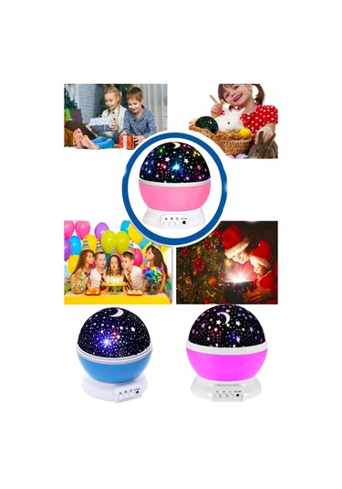 Renkli Yıldızlı Gökyüzü Projeksiyon Gece Lambası Pilli Ve Usb Kablolu Çok Renkli