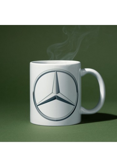 Applucky Mercedes Logo Tarihçesi Baskı Kupa Bardak Beyaz