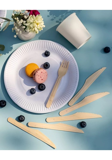 Ajvıen Kompanı 150 Parça Fişek İçin Tek Kullanımlık Ahşap Çatal Bıçak Takımı 224347210 100 adet