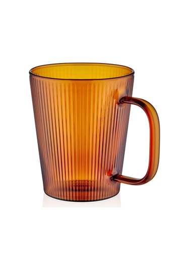 The Mia Striped Borosilikat Cam Kupa Amber 400 Ml