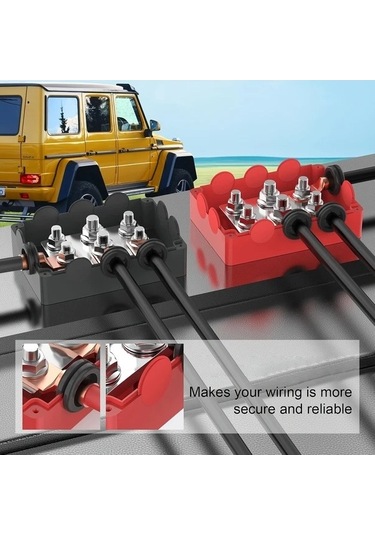 Pazly 500a Yüksek Güçlü Siyah Deniz Araç Bus Barı, 4x M8 2x M10 Bağlantılı Güç Dağıtım Bloku