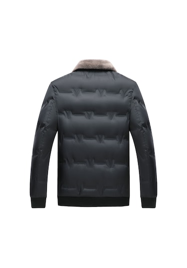 Sımıcg Erkek Yaka Kışlık Pamuk Ceket Siyah