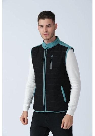 Alexandergardı Renk Detaylı Yelek E25-605yelek Yeşil