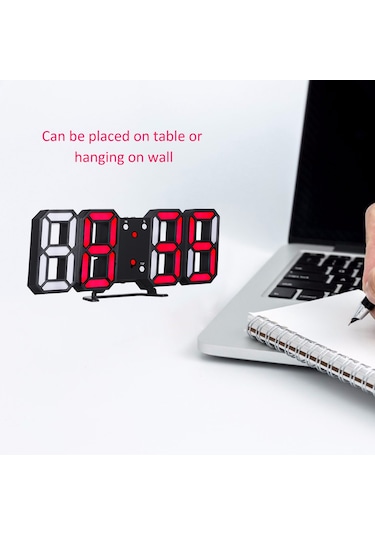 3d Led Dijital Saat Parlayan Gece Modu Parlaklığı Ayarlanabilir Elektronik Masa Saati 24/12 Saat Ekranlı Çalar Saat Duvara Asılabilir