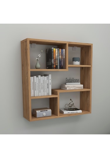 5 Raflı Duvar Rafı, Mutfak Rafı, Oturma Odası Rafı Atlantik Çam
