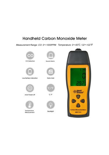 Springsun Akıllı Sensör El Tipi Karbon Monoksit Ölçer Yüksek Hassasiyetli Co Gazı Test Cihazı Monitör Dedektör Ölçer Lcd Ekran