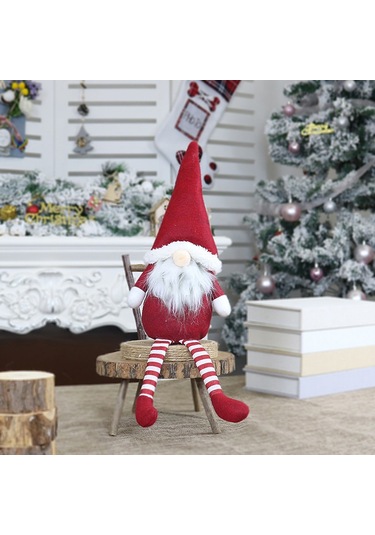 Youmex Noel Dekorasyonu: Kafa Yok Uzun Bacaklı Santa Bebek Figürü, Pencere Süsü Ve Masaüstü Dekoru - Kırmızı Bölmeli Tasarım