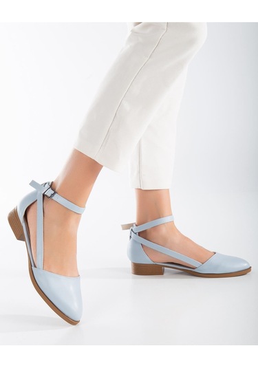 Rayna Kısa Topuk Cilt Ayakkabı Mavi