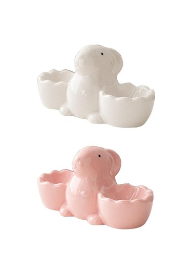 Suntek Seramik Yumurta Kupası Masa Tepsisi Ev Dekoru Pembe