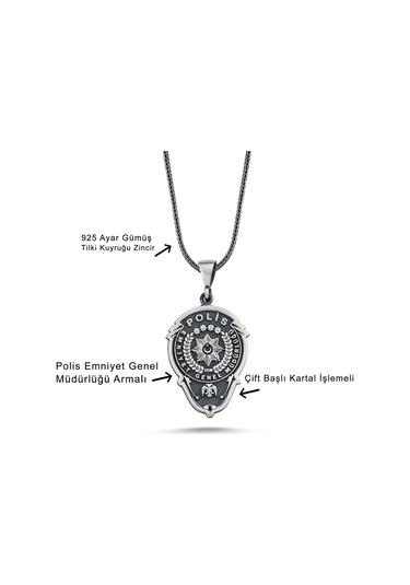 Türk Polis Egm Rozet 60 Cm 925 Gümüş Kolye (520297967)