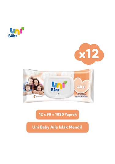 Uni Baby Aile Islak Mendil 12 x 90'lı 1080 Yaprak