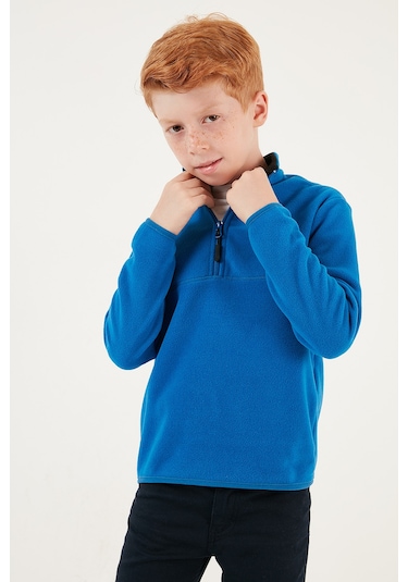 Lela Yumuşak Dokulu Fermuarlı Dik Yaka Şardonlu 2'Li Paket Çocuk Polar 5905002S2 Haki-Saks