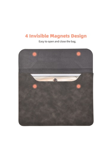 Geekyou Klasik Gri Pu İş Laptop Çantası - 13.3 İnç'e Kadar Dizüstü Bilgisayar, Tablet, Telefon Ve Dökümanları Taşıma - Yatay Stil