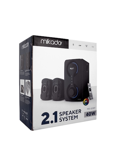 Mikado  Md-221Bt 2+1 40W Siyah Usb+Tf Cart+Fm+Bluetooth  Speaker