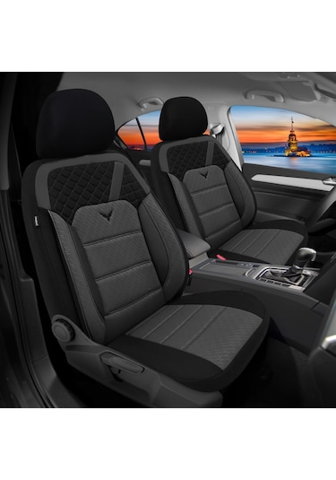 Pandami Oto Koltuk Kılıfı, Tam Set, Gofraj / Gri