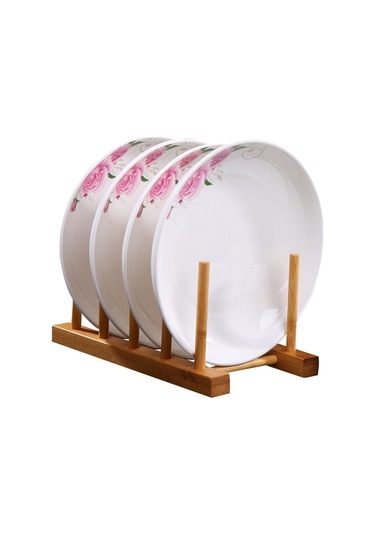 Kosona Bambu Ahşap 4 Bölmeli Yemek Takımı Kurutma Rafı Çanak Tabak Saklama Organizer Çok Amaçlı Depolama Rakası Diğer