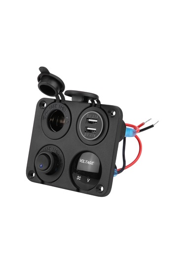 Geeroyoo 12-24v Araç Usb Şarj Cihazı, Voltmeter Ve Isıtıcı Soketi İle Kombinli Panel Yeşil Işık , Su Ve Toz Dayanıklı, Evrensel Uyumlu