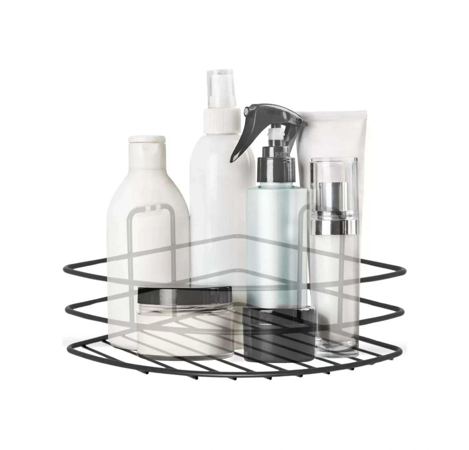 Kendiliğinden Yapışkanlı Montaj Gerektirmeyen Tek Katlı Banyo Askı Köşe Şampuanlık Siyah Kahverengi