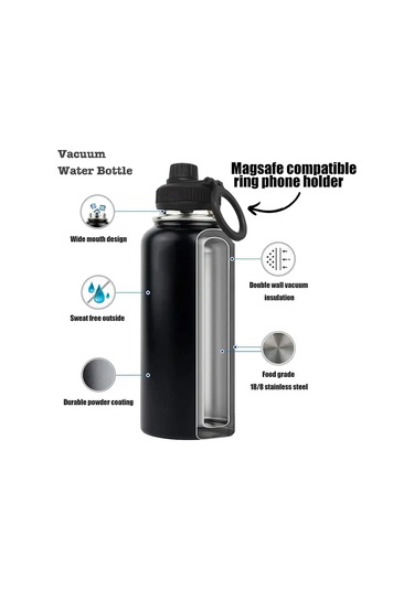 Manyetik Telefon Tutucu Ayarlanabilir Su Şişesi 750 Ml 1000 Ml Diğer Siyah