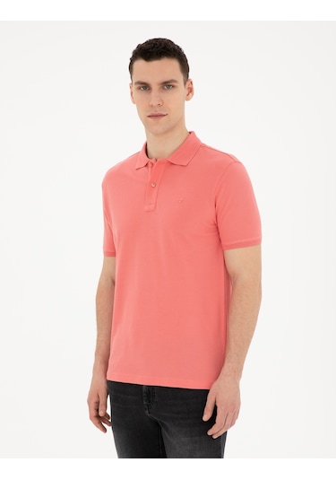 Pierre Cardin Erkek Mercan Tişört Basic 50280754-vr186 Narçiçeği