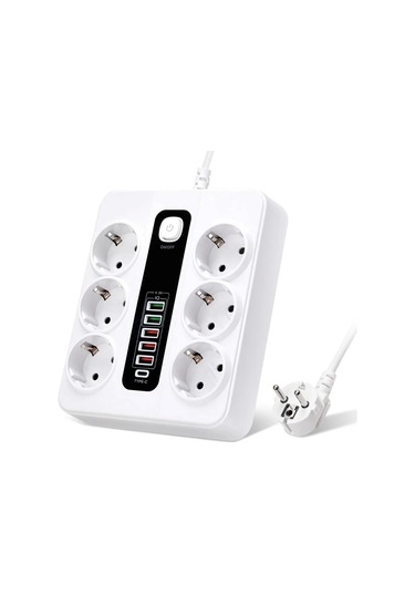 Hp-h04 3000w 10amper 6 Lı 2metre Uzatma Kablolu Çoklu Termal Akım Priz 1