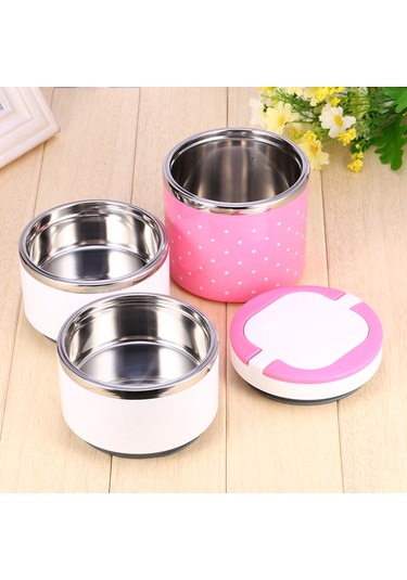 3 Katmanlı Yalıtımlı Paslanmaz Çelik Termal Öğle Yemeği Kutusu, Sıcak Yiyecekler İçin Gıda Kabı Çok Renkli