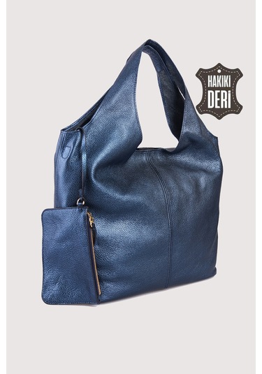 Hakiki Deri Kadın Omuz Çantası Lacivert Smr9199 Lacivert