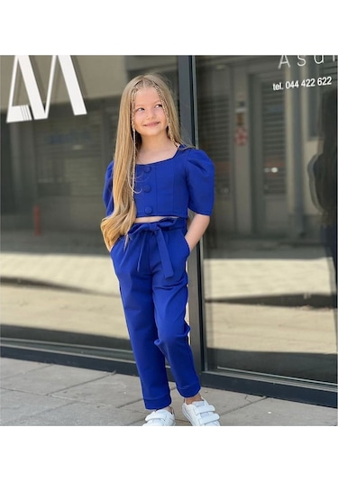Şık Kız Çocuk Alt Üst Takım Lacivert