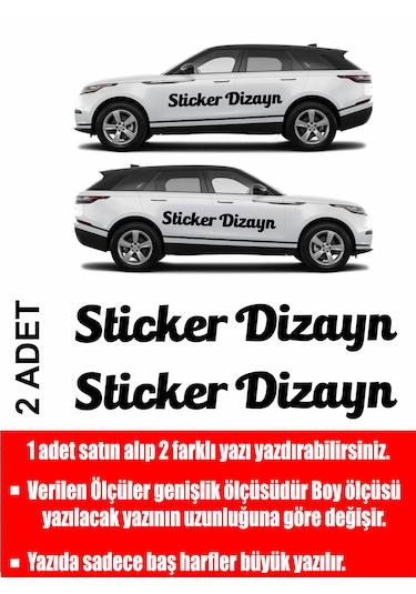 Kişiye Özel Yazı - 2 Adet Isim Soyisim Yazı - Araba - Oto - Araç -motosiklet - Karavan Sticker Etiket 00096 50 Cm