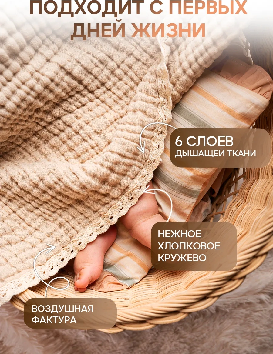 Kıd's Club Yenidoğanlar İçin Muslin Bebek Battaniyesi, Taburcu Edildikten Sonra Bebek Arabasında Kullanılmak Üzere 251 Bej