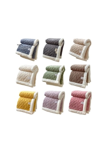 Kış Kalınlaştırılmış Battaniye Çift Taraflı Tüylü Peluş Çift Katmanlı 3d Jakarlı Düz Renk Sıcak Battaniye Açık Kahve