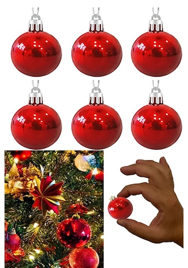 Kırmızı 6lı Yılbaşı Top Süs 4cm Çam Ağacı Süsleri Noel Dekorasyon