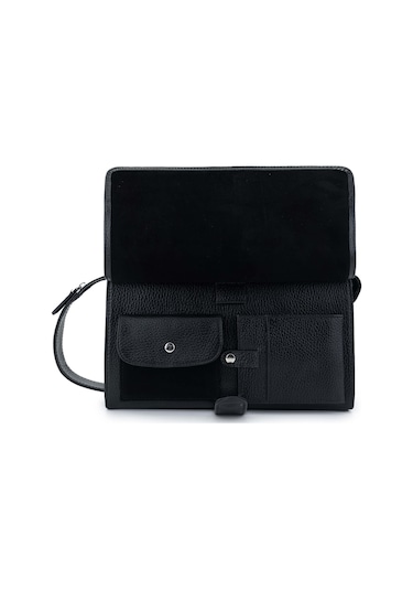 Tamer Tanca Erkek Hakiki Deri Siyah Floter El Çantası 301 1023 Erk Canta Sk24-25 Sıyah Fltr Siyah