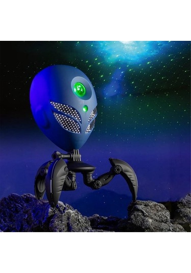 Szypzstore Led Yıldız Projeksiyon Lambası Projektör Etkileşimli Atmosfer Gece Lambası Uzay Adamı Yatak Odası Masaüstü Dekor Çocuk Hediye Mavi S4jxrg Beyaz