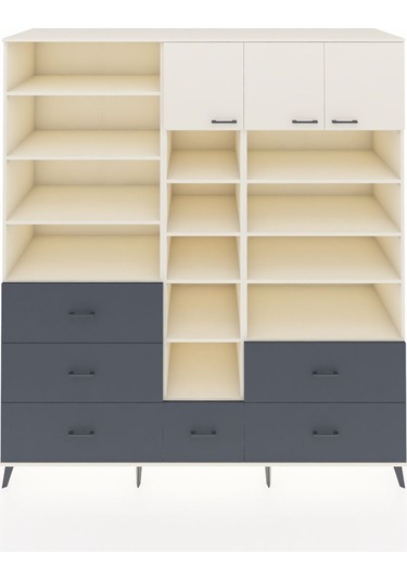 Kronos Dolap 17 Raflı 6 Çekmeceli 3 Kapaklı 220x59x243 Aytaşı-aytaşı/antrasit Aytası/antrasıt