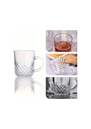 Willowhaven 4lü Elmas Desenli Saplı Bardak Sıcak Soğuk İçecekler İçin Multifonksiyonel