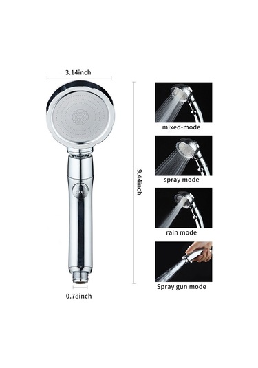 Qingmipy 3 Fonksiyonlu El Tipi Duş Başlığı - Tek Tuşla Su Durdurma, Artırılmış Basınç, Çözünür Fırça Ve 45 Rotasyon Özelliği Ev Genel 4 Parça Bağlantı Diğer