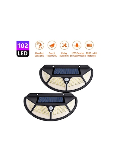 Technojet 2 Adet Solar 102 Ledli Oval 3 Modlu Güneş Enerjili  Bahç