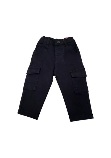 Erkek Bebek Cep Detaylı Kargo Pantolon-13592 Siyah