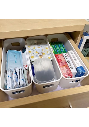 Çeşitli Saklama Kutusu Büyük Çekmece Bölme Masaüstü Aperatifler Telefon Kılıfı Bitirme Sepet Mutfak Saklama Kutusu 10 Paket Bej