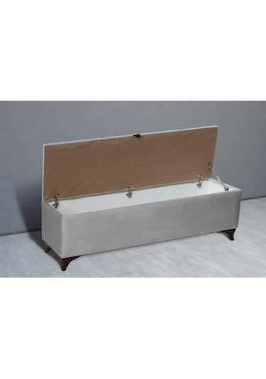 Vetra Chester Model Krem Sandıklı Puf  Kapitoneli Model 140cm Sandıklı Bank