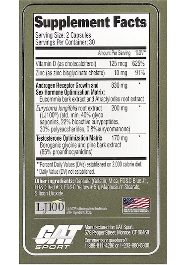 Gat Testol Platinum Premium Gh Testo Booster 60 Capsules
