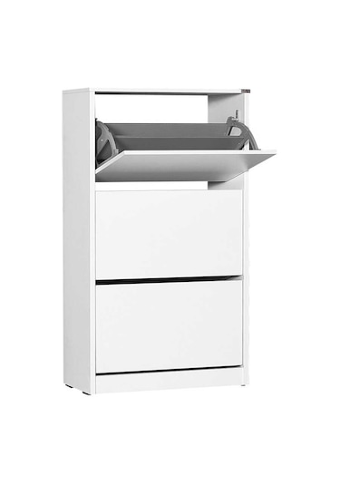 Flat Duo 3 Katlı Geniş Ayakkabılık Dolabı - Beyaz