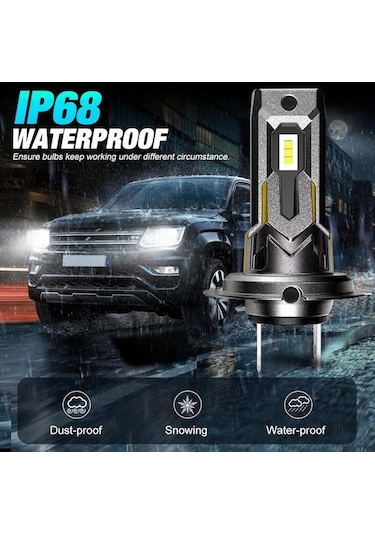 Geeksen Grafen T7s Direk Takma Tam Uyum Otomobil Led Farı H7 Siyah Fonksiyonel Lamba H7 Kısa