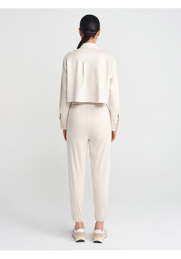 Dilvin 71594 Manşetli Jogger Süet Pantolon Bej